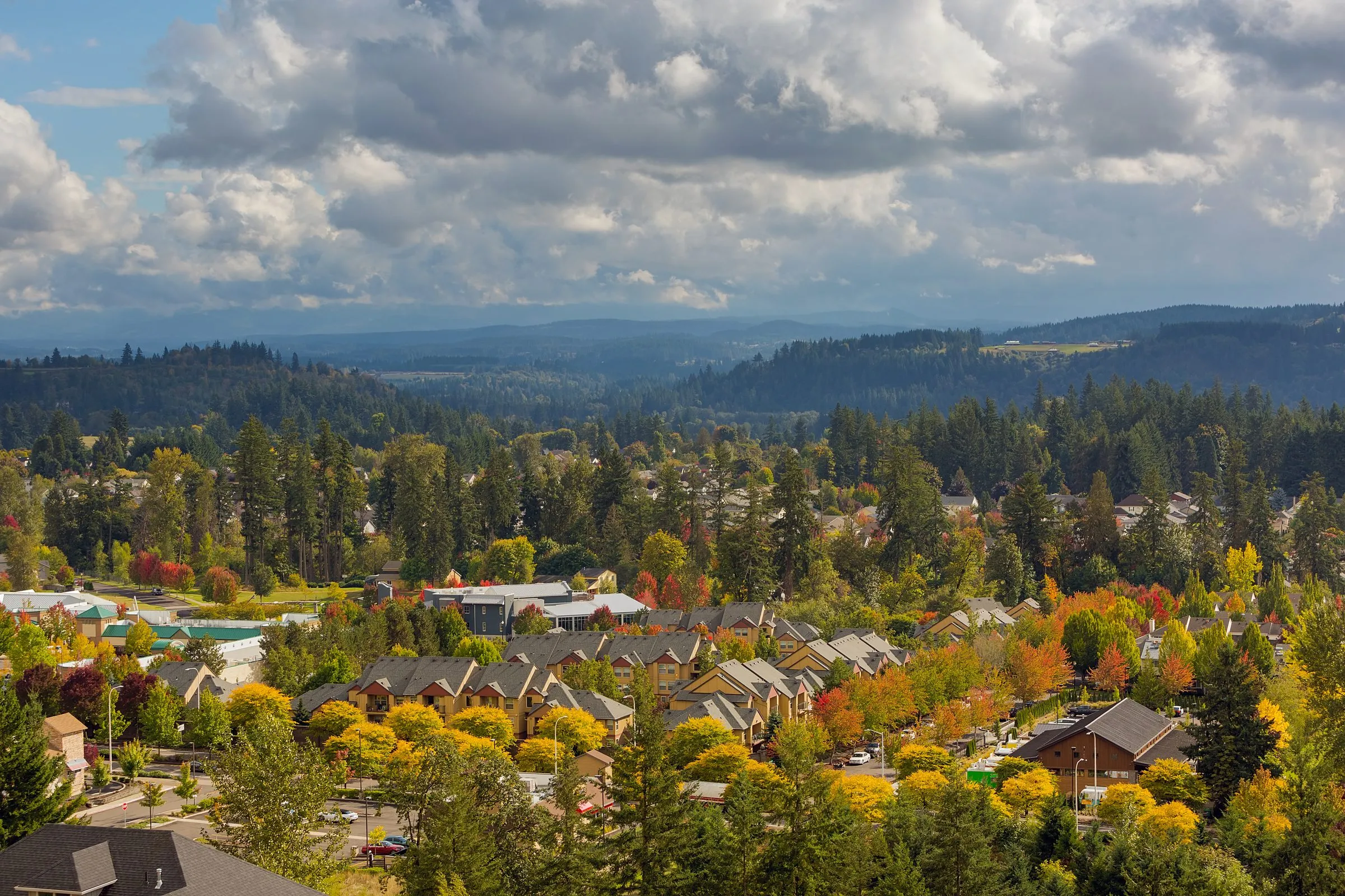 A view over Happy Valley, Oregon, in autumn color